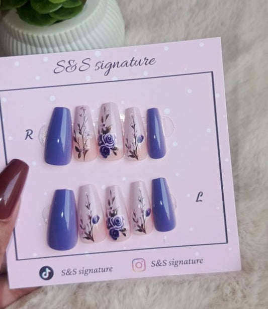 ✨ Lavender Rose Blossom – Press-On Nails ✨