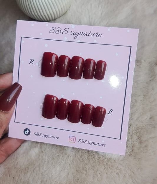 ✨ Wine Red Gloss – Press-On Nails ✨